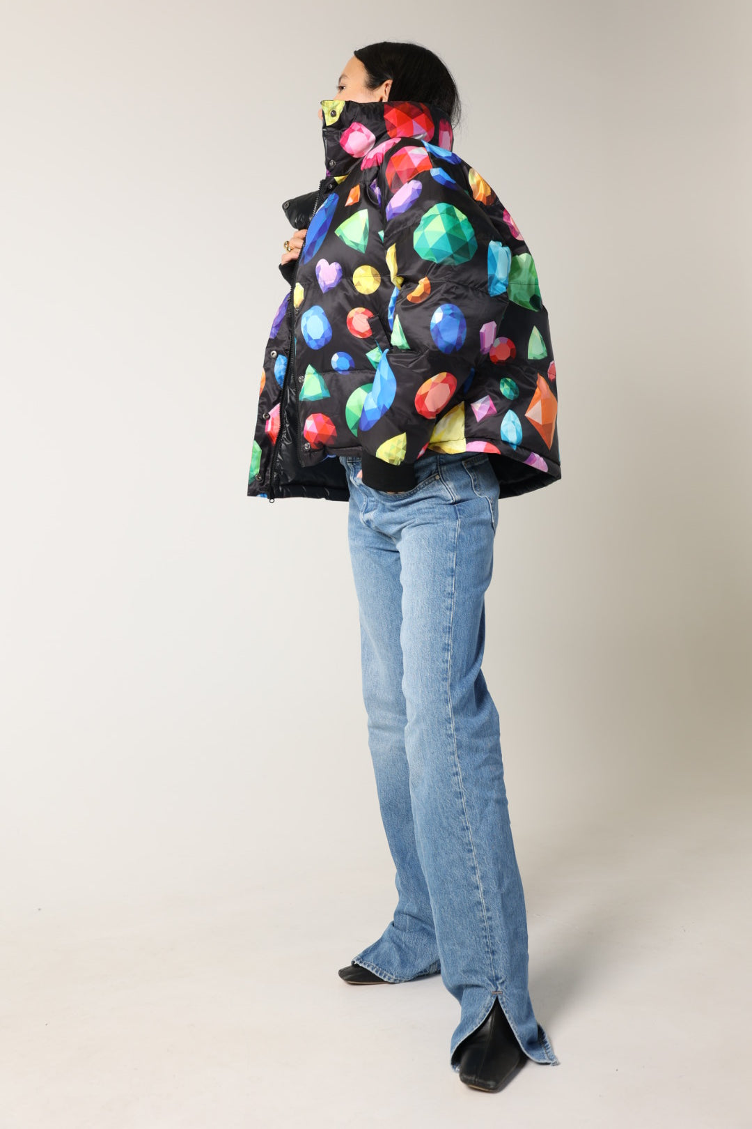 Gems Cropped Reversible Bomber