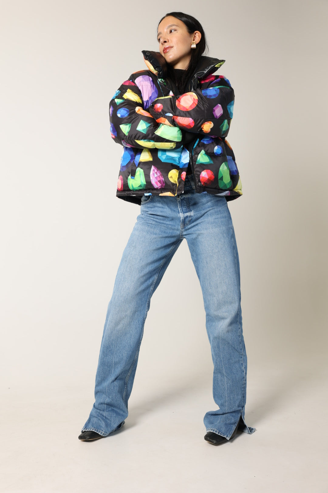 Gems Cropped Reversible Bomber