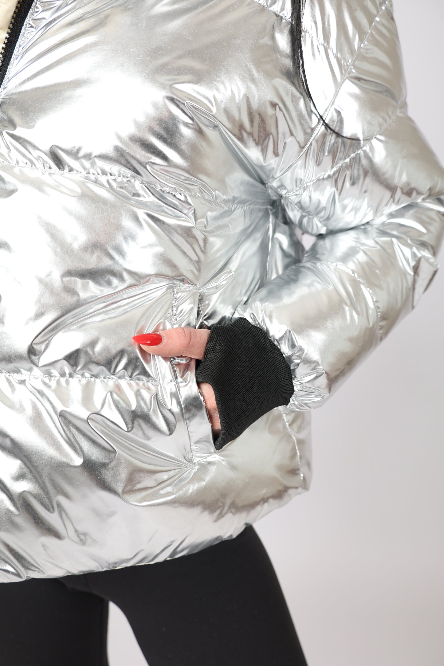 Silver Cropped Reversible Bomber PRE ORDER