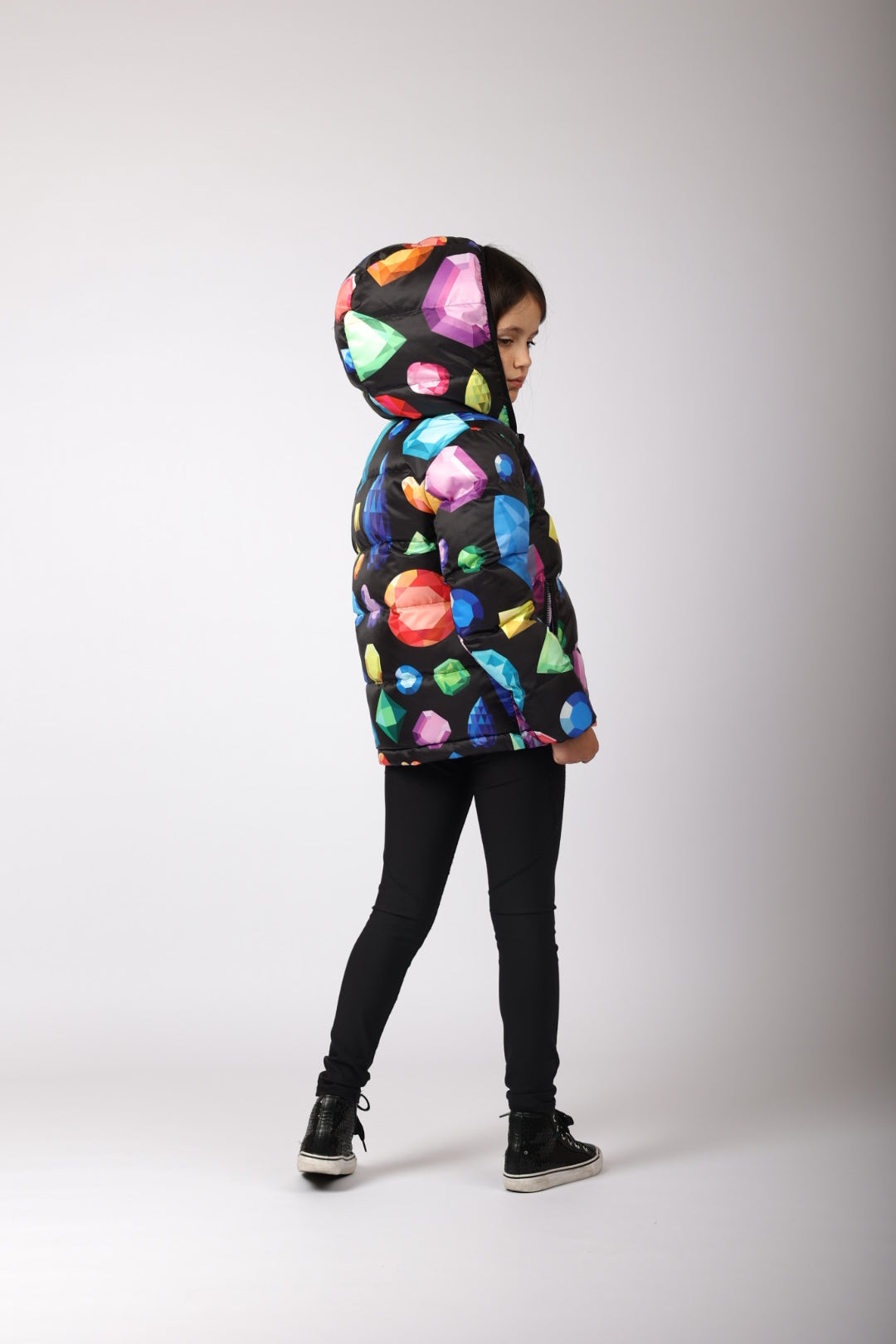 Gems Print Kids Hooded Coat