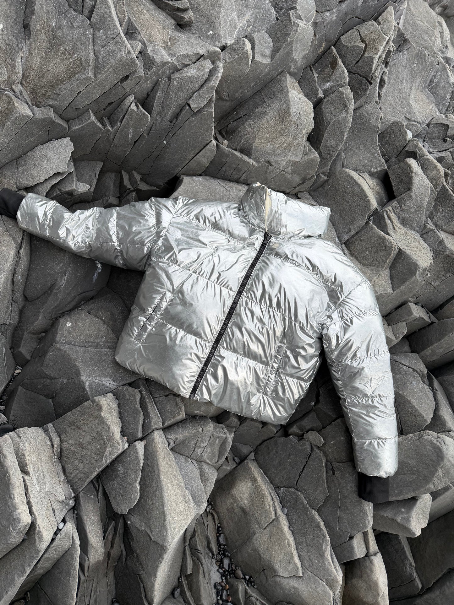 Silver Cropped Reversible Bomber PRE ORDER